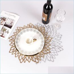 Matten Pads Creative PVC Simation Hollow Leaf Placemats eettafel Cup Coasters Disc Bowl Decoratie Keukenaccessoires Drop Dhzu8