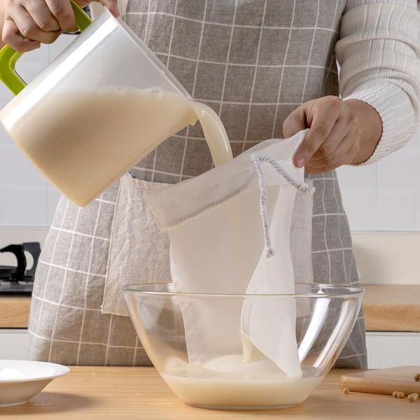 Tapis tampons Durable soja lait filtre sac réutilisable thé café huile écrou 80 maille alimentaire Nylon passoire sacs fournitures de cuisine