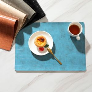 Matten kussens Europees krokodil patroon lederen placemat dubbelzijdige vierkante tafel mat huis el decor waterdichte isolatie