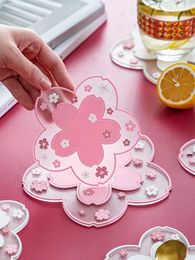 Matten kussens kawaii Japan -stijl sakura koffiebeker Coaster Kersen bloesem warmte isolatietafelmat voor theemelk mok huisdecors