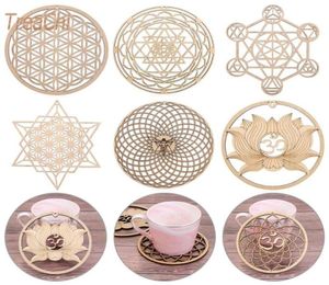 Mats Pads Laser Gravure Fleur en bois de la vie Coèvre Round Placemats Table Home Decoration Crafts 1PCS9170131