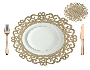 Matten pads metallic ronde placemats onderzetters eettafel set wasbare antislip isolatie keuken decor 46pcs6996054