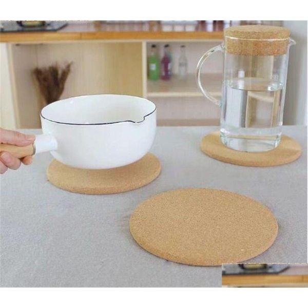 Tapis Coussinets Naturel Liège Dessous De Verre Résistant À La Chaleur Tasse Tapis Café Thé Boisson Bois Napperon Vaisselle Cuisine Décoration Xb1 Drop Deliver Dhhrt