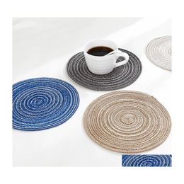 Matten kussens niet -slip ronde placemat tafel mat katoen linnen weefkom insation warmte kussen antiscalding cup houder huis keukenbenodigdheden dhtwk