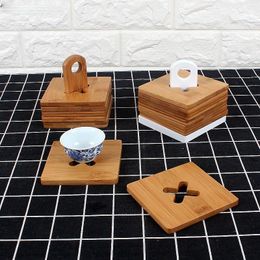 Matten Pads Noordse stijl Home Kitchen Accessoires Creative Bamboo Square Cup Coffee Coasters isolatiekussen Anti-scalding opslagrek