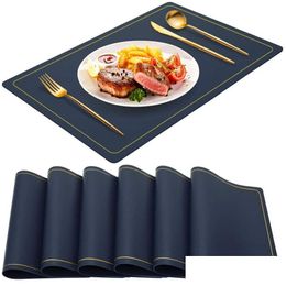 Mats Pads Plawemat PU Mesa de comedor de cuero impermeable para el agua Taño de manteca resistente al calor para la entrega de restaurantes de la cocina H Dhrsu