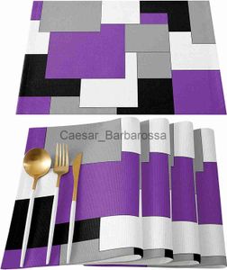 Mats Pads Phillemats para mesa de comedor de 46 PCS Arte abstracto Patchwork Purple Black and Grey Table Place Place Mats Table X0715