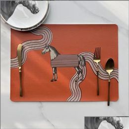 Tapis de table en cuir Set de 6 napperons résistants à la chaleur, antidérapants, anti-taches, cuisine, salle à manger, étanche, livraison à domicile, Gard Dhjnr