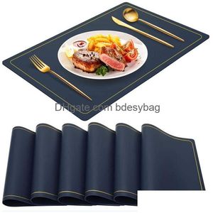 Matten PADS PU LEDER Placemat eettafel Mat waterdichte niet -slip insatieplaats voor keuken drop levering home tuin bar decora dhr92