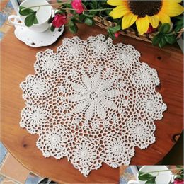 Matten Ronde katoenen kanten tafeltafel Mat Handgemaakte bloem koffie thee Doily kussen keuken bruiloft placemat decoratie drop levering 2021 ho dhsjy