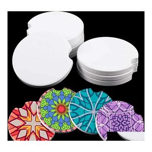 Matten pads sublimatie blanco auto keramiek onderzetters 6.6x6.6 cm overdracht afdrukken Coaster verbruiksgoederen materialen Dhs drop levering home dhrfd