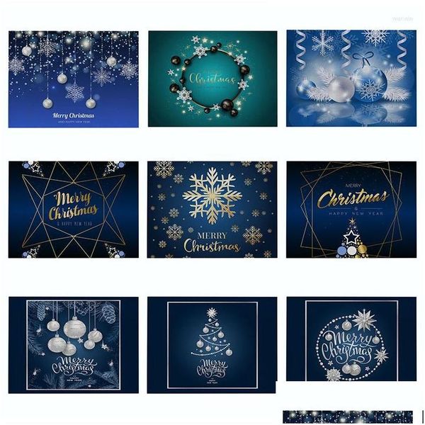 Mats Pads Mesa Navidad Cocina Placemat Bolas de colores Copos de nieve Decorativo Bebida impermeable Azul Lino Western Drop Entrega H Dh8Xj