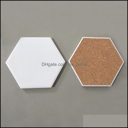 Matten pads tafel decoratie accessoires keuken eetbar home tuin ll creatieve hexagon keramische kurk coaster mat voor houten dhkbz