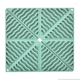 Tapis Tapis Table Pliable Sile Trivets Résistance à la chaleur Dessous de plat carré pour plats Porte-pots Tasses Sous-verres Cuisine Drop Livraison Maison Gar Otblf