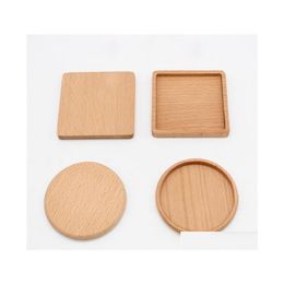 Tapis Pads Thé Tasse À Café Pad Carré Rond Durable Tapis À Boire Napperons Décor Table À La Maison Résistant À La Chaleur Bois Coasters Drop Delive Dhclk