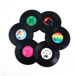 Matten Pads Vinyl Record Disk Coaster Voor Drankjes Hittebestendig Antislip Home Decor Creative Cup Tafel Mat Drop Levering Tuin Kitch Dhf8V