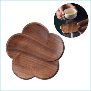 Matten pads walnoot hout onderzetters koffie thee cup houten placemat hittebestendige drinkmat huistafel mok kussen drop levering tuinkit dhxgv