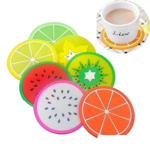 Mats Pads Wholesale Fruit Sile Coaster Match Colorf Round Cushion Cushion HEPP DOURTS Table Couctes Coucteurs Top Drop Livraison Home Dh4uf