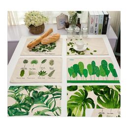 Matten pads groothandel groene tropische planten bladeren insatie placemats plaats kussen eettafel voor huis el decoratie drop levering ga dhlzd