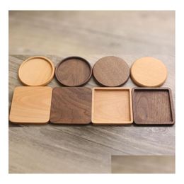 Matten kussens houten achtbaan rond vierkant natuurlijke beuken houten zwarte walnoot cupmat koffie doppen bowl borden drop levering home tuin ki dhk03