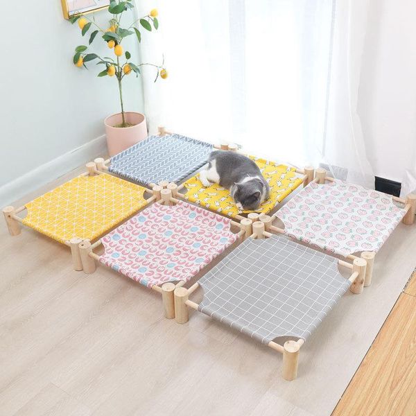 Esteras para mascotas, cama de campamento, perrera de verano para perros pequeños, de madera, disponible en las cuatro estaciones, estera para gatos, fácil de quitar y lavar, suministros para gatos