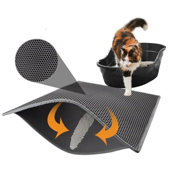 Esteras Gato estera para residuos impermeable EVA almohadilla para vehículo doble capa de arena para perros atrapando caja de arena para cachorros estera almohadilla limpia productos para gatos