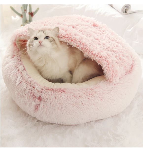 Mats Pet Dog Cat Round Plux en peluche Semiendosed Cat Nest Bed for Deep Sleep Comfort in Winter Cats lit Little Mat Basket Soft Kennel Pet