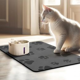 Tapis d'alimentation pour animaux de compagnie sans taches absorbant à sec rapidement chien chat chat chien imprimés motifs de places pour aliments et bol d'eau