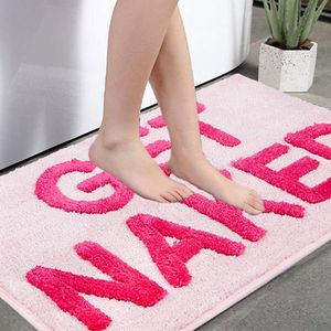 Tapis de bain rose tapis obtiennent l'alphabet nu pour le tapis doux douche de douche pavé d'entrée paillasson absorption d'eau décoration de salle de bain décoration