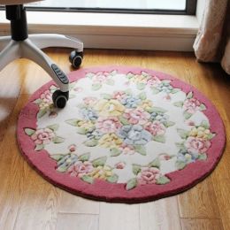 Alfombras de baño redondas con estampado de flores rosas, alfombra de baño antideslizante de 80cm de diámetro para puerta, alfombra de baño para dormitorio, alfombra de baño barata