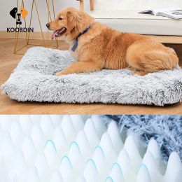 Mats Lit de chien moelleux lits de chiens de chien amovible pour petits chiens moyens chiens chiots coussin carré super doux enleme