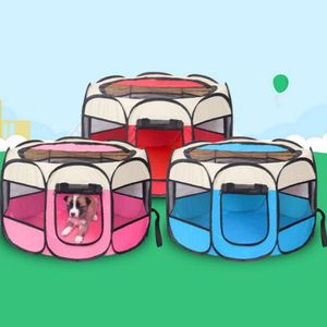 Esteras Portátil Plegable Tienda para mascotas Casa para perros Jaula Perro Gato Tienda Parque infantil Perrera para cachorros Operación fácil Cerca octogonal Suministros para mascotas al aire libre