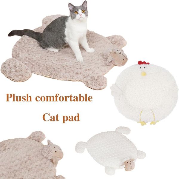 Tapis Portable Tapis de couchage pour animaux de compagnie Chat Chien Lit en peluche Épaissie Laine douce Maison pour animaux de compagnie Divers Ménage Lavable Confortable Coussin de dessin animé