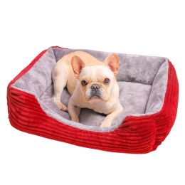 Mats Rectangle lit pour chien chat peluche kennel moyen petit chien canapé canapé-lit pour animaux de compagnie hiver lits chauds coussins