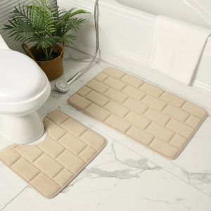 Tapis rectangle u forme de salle de bain set set toit salle de bain tapis baignoire côté lavabo de toilette