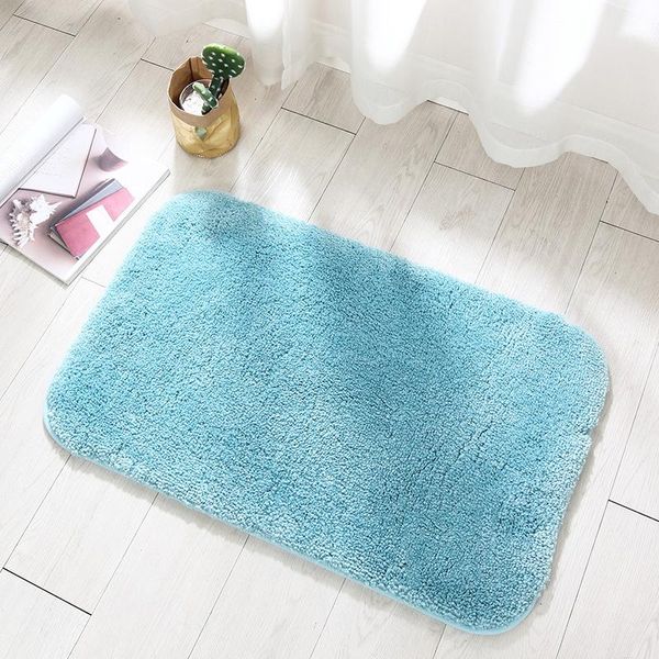 Tapis Shaggy épais tapis de salle de bain couleur unie tapis de bain toilette paillasson tapis de sol à côté de la baignoire lavabo microfibre salle de douche Pad