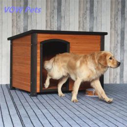 Mats House de chien en bois massif imperméable cage de chenil extérieur grand race grande race chiens de chien house samoyeds kennel package mail envoyé rideau de porte