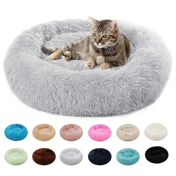 Mats Super Soft Pet Cat lit de chat en peluche pleine taille lavable lit calme lit beignet lit confortable artefact endormi adapté à toutes sortes de chat