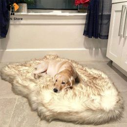 Alfombrillas espesas pelaje mascota cola de cama para perros removible suave y cálida acogedora tapa para dormir para perros gatos colchón duradero alfombra de alfombra