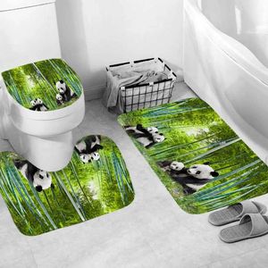 Matten toilet 3 -delige set zwarte kat cartoon paarden panda walvis afdruk badkamer mat non slip bad bad bad tapijt toiletzitje dekmat