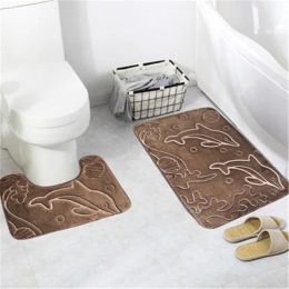 Matten Toiletmatten 2 stks/set Antislip Superzachte flanellen tapijten Tapijt voor badkamer en toilet Badmatten Set tapis salle de bain et wc lot