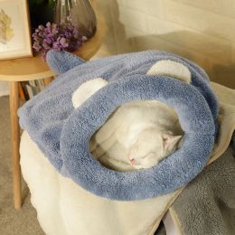 Tapis de mise à niveau pour chat, sac de couchage auto-chauffant pour chaton, lit pour chaton, chiot, petit chien, lit pare-chocs, sac de couchage magique ultra doux, gris