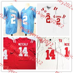 Matt Corral Ole Miss Rebels voetbalshirt gestikt heren 14 Dk Metcalf Ole Miss Jerseys