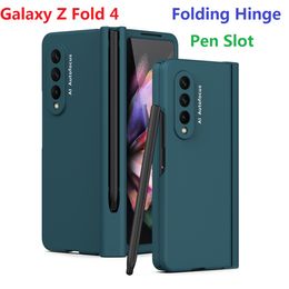 Étuis d'armure mate pour Samsung Galaxy Z Fold 4 étui en verre Film protecteur d'écran fente pour stylo couverture rigide