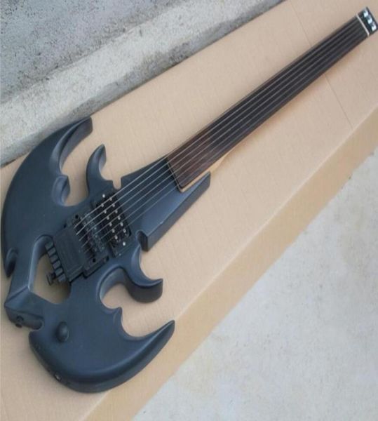 Guitare électrique Fretless à ancre noire mate avec touche en palissandre, guitare sans tête, peut être personnalisée sur demande 5069067