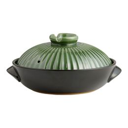 Olla de cocina de estilo coreano de cerámica verde y negra mate