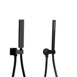 Matte Black Messing Handheld Douchekop Draaibare Houder PVC Doucheslang Badkamer Accessoires Ronde en Vierkante Keuze