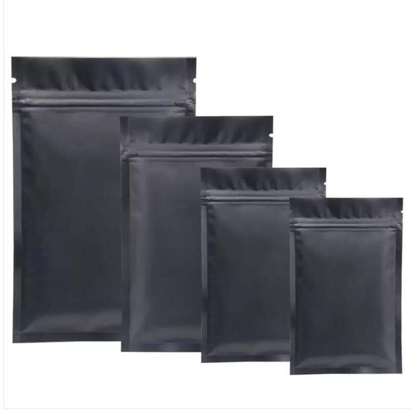 Sac de fermeture à glissière en papier d'aluminium plat noir mat Fermeture à glissière refermable Sucre Sel Snack Noix Thé Grains de café Beauté des ongles Emballage de cadeaux de Noël Pochette d'impression sacs d'emballage