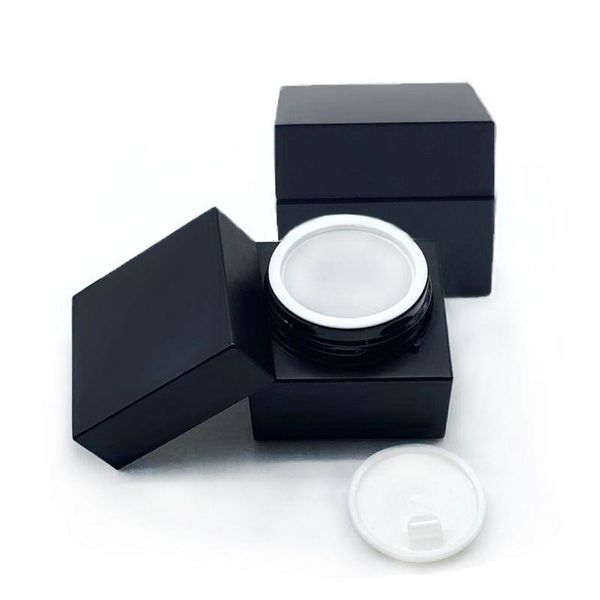 Jifdw – pots de vernis à ongles en Gel noir mat, bouteille carrée de crème acrylique de 5ml, pot cosmétique vide de 5g pour poudre de colle peinte Jifdw