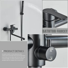 Matte negro caliente y fría bañera de ducha grifo girator